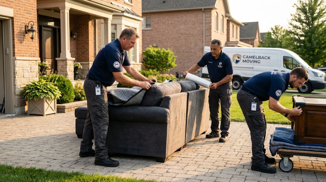 Large estate moving crew wrapping furniture in Navasota, TX